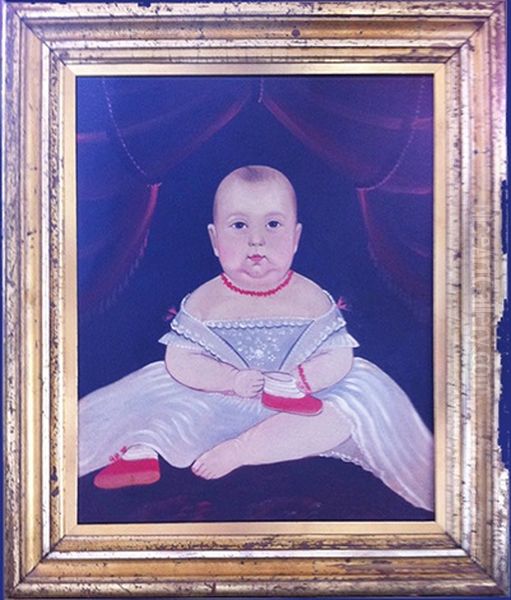 Portrait Of A Baby With Red Booties Oil Painting by William Matthew Prior