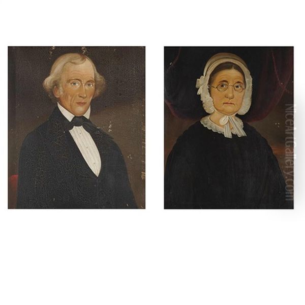 Portraits Of Mr. Greeley, Explorer (+ Mrs. Greeley; 2 Works) Oil Painting by William Matthew Prior