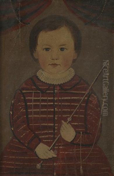 Portrait Of A Boy In Red Plaid With Whip Oil Painting by William Matthew Prior