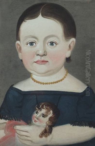 Portrait Of A Girl With Doll Oil Painting by William Matthew Prior