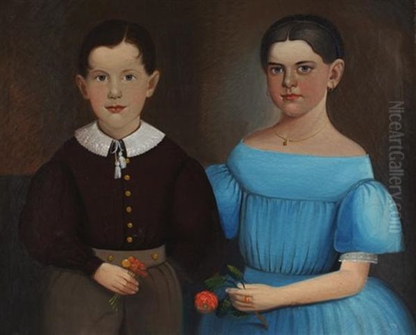 Portrait Of A Boy And Girl Oil Painting by William Matthew Prior