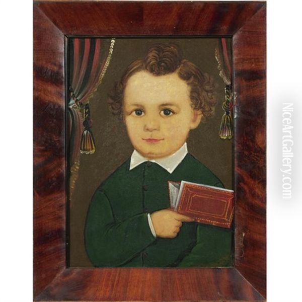 Portrait Of Young Boy With Green Jacket And Book Oil Painting by William Matthew Prior