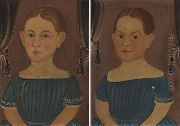 Portrait Of Twin Sisters (2 Works) Oil Painting by William Matthew Prior