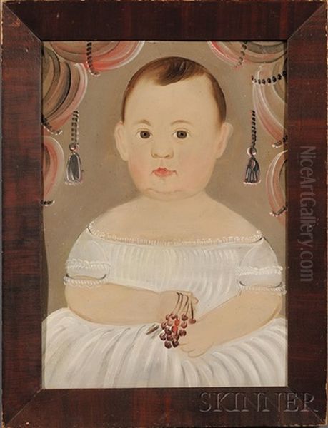 Portrait Of A Baby Wearing A White Dress Oil Painting by William Matthew Prior