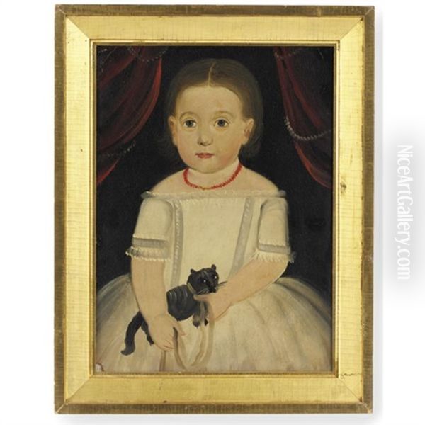 Girl In While With Black Cat Oil Painting by William Matthew Prior