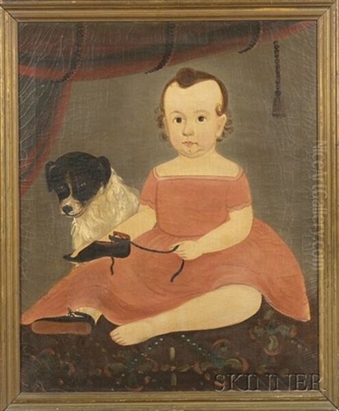 Portrait Of Child With A Pet Dog Oil Painting by William Matthew Prior