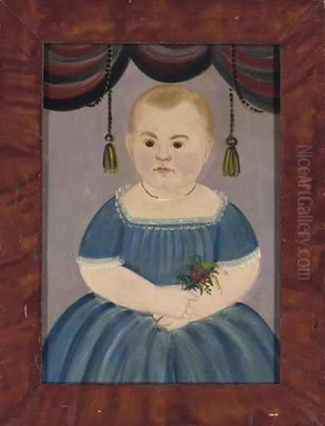 Portrait Of A Child In A Blue Dress Oil Painting by William Matthew Prior