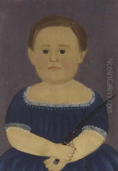 Boy In A Blue Dress With Riding Crop Oil Painting by William Matthew Prior