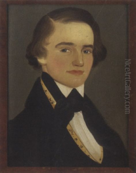 Portrait Of A Young Gentleman Wearing A Black Coat And Yellow Vest Oil Painting by William Matthew Prior