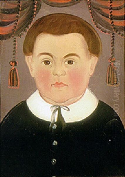 Portrait Of A Young Boy Wearing A Black Suit With White Collar Oil Painting by William Matthew Prior