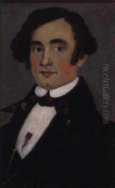 Portrait Of John Sherburne Perkins Wearing A Decorated Tie Oil Painting by William Matthew Prior