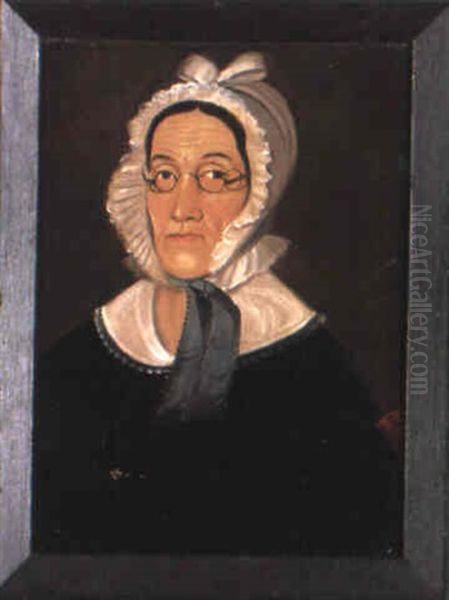 A Dark-haired Granny Wearing Spectacles And A Bonnet Oil Painting by William Matthew Prior