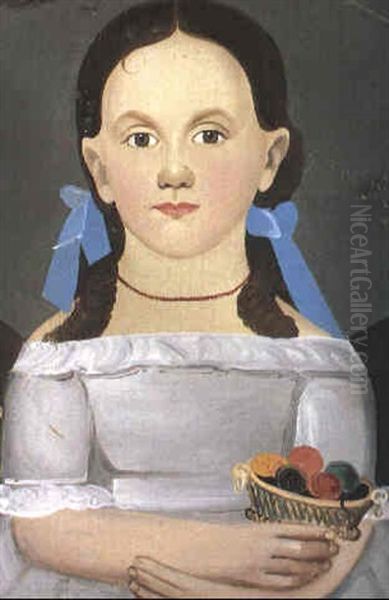 Portrait Of A Little Girl With Basket Of Fruit Oil Painting by William Matthew Prior