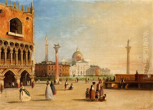 Der Markusplatz In Venedig Oil Painting by Edward F. D. Pritchard