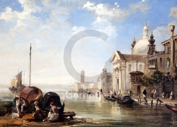 The Grand Canal With Santa Maria Della Salute & On The Lagoon Oil Painting by Edward Pritchett