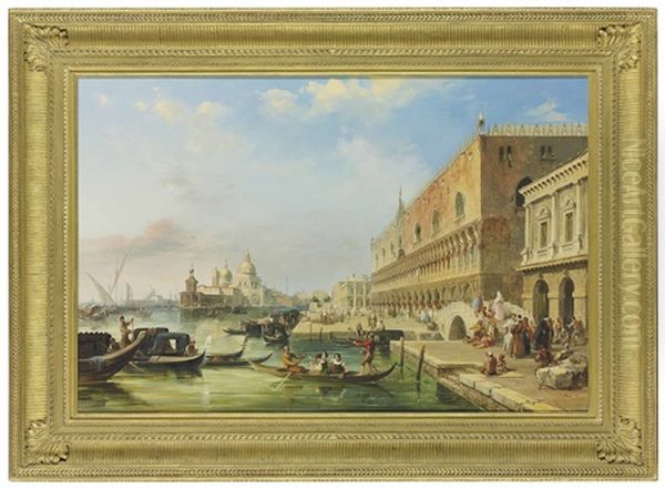 The Bacino, Venice, Looking Towards The Grand Canal Oil Painting by Edward Pritchett