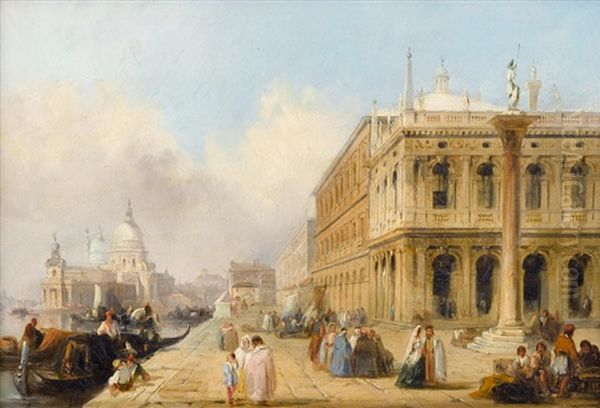 The Biblioteca Marciana With Santa Maria Della Salute Beyond Oil Painting by Edward Pritchett