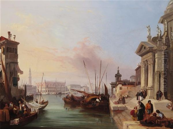 Santa Maria Della Salute, Looking Across To Piazza San Marco Oil Painting by Edward Pritchett