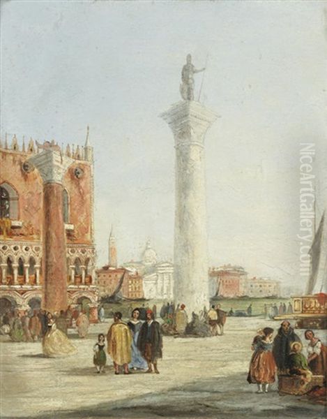 The Piazzetta, Venice, A Pair Each Oil Painting by Edward Pritchett