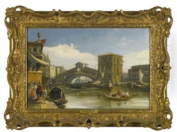 View Of Rialto Bridge, Venice Oil Painting by Edward Pritchett