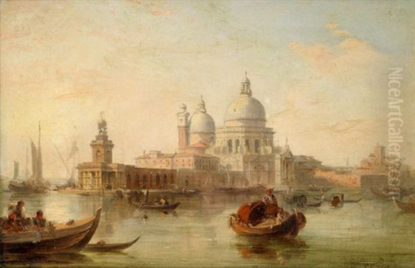 The Entrance To The Grand Canal, Venice With The Dogana And The Salute Oil Painting by Edward Pritchett