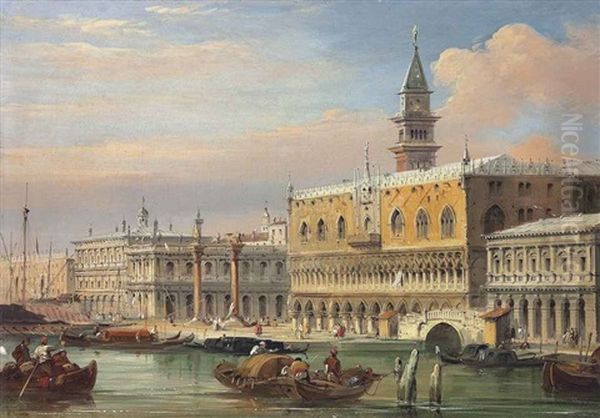 The Doges Palace And The Piazetta, Venice Oil Painting by Edward Pritchett