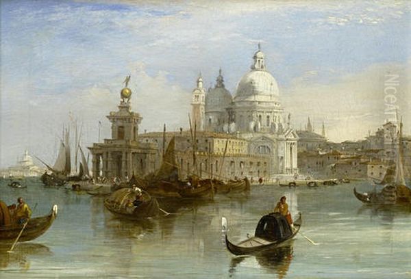 Santa Maria Della Salute, Venice (+ Bacino San Giorgio, Venice; Pair) Oil Painting by Edward Pritchett