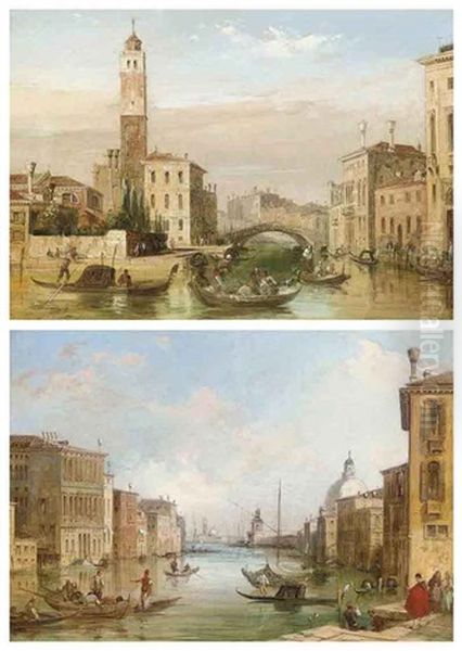 The Grand Canal (+ The Entrance To The Cannaregio, Venice; Pair) Oil Painting by Edward Pritchett