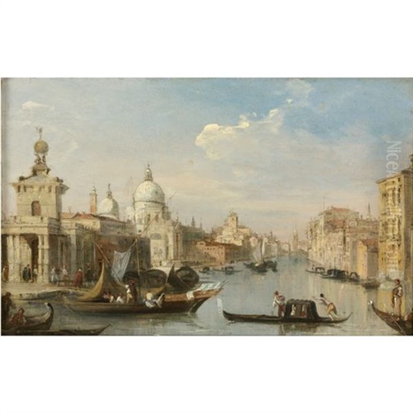 The Entrance To The Grand Canal With The Church Of Santa Maria Della Salute, Venice Oil Painting by Edward Pritchett