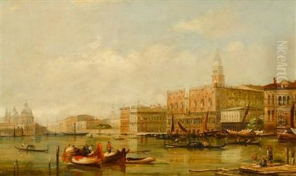 The Doge's Palace, Venice (+ Santa Maria Della Salute; Pair) Oil Painting by Edward Pritchett