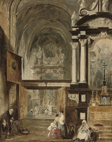 The Interior Of Santa Maria Gloriosa Del Frari, Venice Oil Painting by Edward Pritchett