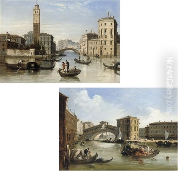 The Entrance To The Cannaregio, Venice (+ The Rialto, Venice; 2 Works) by Edward Pritchett