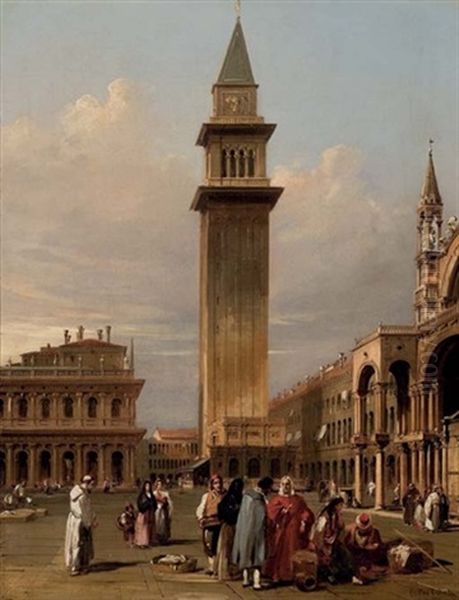 Vue De La Place Saint Marc A Venise Oil Painting by Edward Pritchett