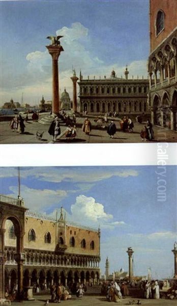 The Doge's Palace, Venice (+ The Piazzetta, Venice; Pair) Oil Painting by Edward Pritchett