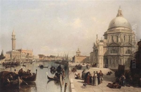 The Entrance To The Grand Canal From The Piazzetta, Venice Oil Painting by Edward Pritchett