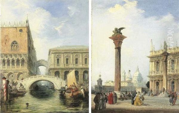 Venice: Santa Maria Della Salute And The Dogana From The Piazzetta Oil Painting by Edward Pritchett