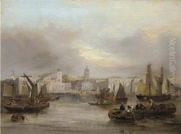 The Royal Naval Hospital, Greenwich With The Royal Observatory Beyond Oil Painting by Edward Pritchett