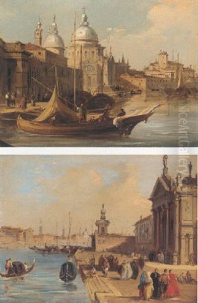 The Church Of Santa Maria Della Salute Form Beside The Dogana Oil Painting by Edward Pritchett