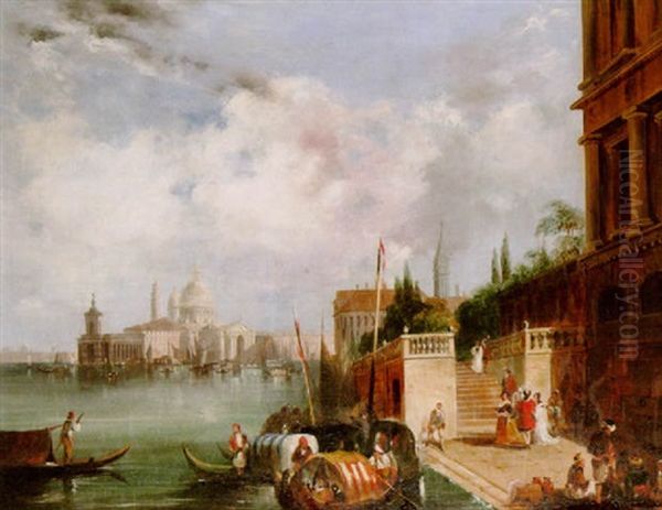 View Of Santa Maria Della Salute And The Dogana From The Mint Oil Painting by Edward Pritchett