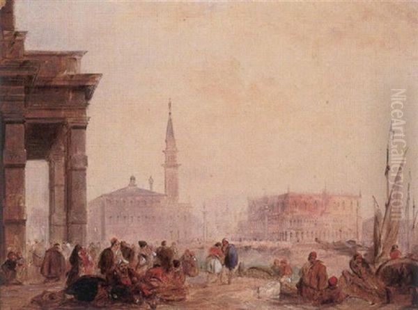 A Venetian Scene Oil Painting by Edward Pritchett