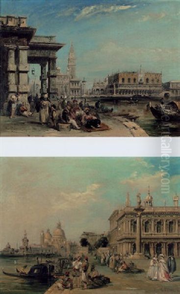 San Marco And The Palazzo Doges From The Dogana Oil Painting by Edward Pritchett