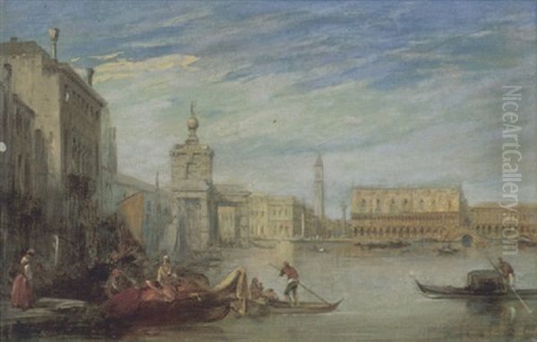 Vedute Von Venedig Mit Dogenpalast Oil Painting by Edward Pritchett