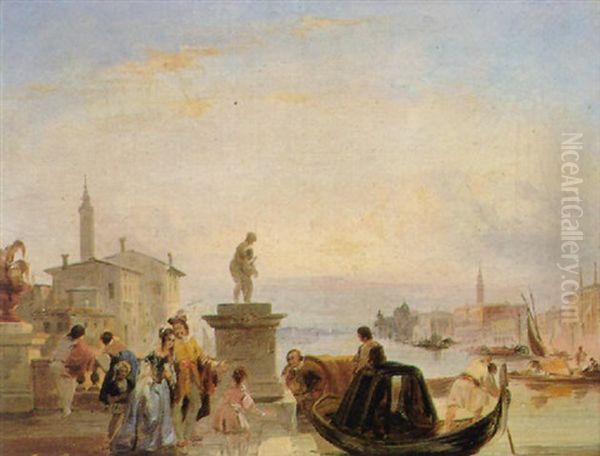 A Venetian Scene Oil Painting by Edward Pritchett