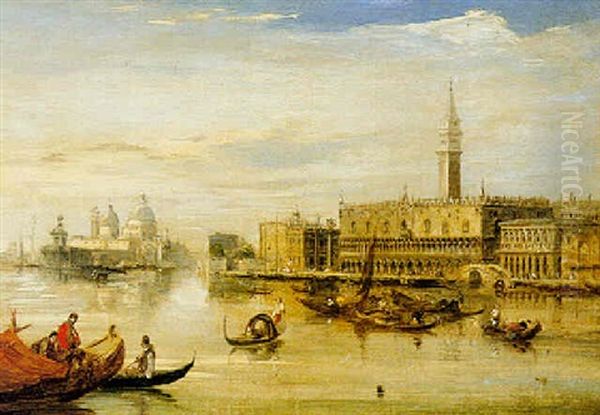 Venice, The Doge's Palace And Santa Maria Della Salute From The Lagoon Oil Painting by Edward Pritchett