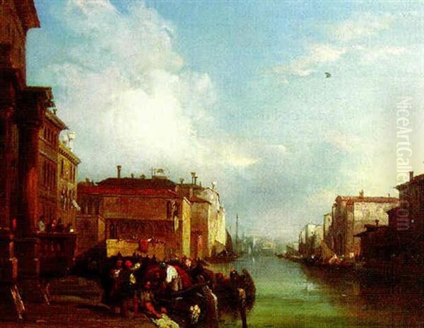 The Grand Canal, Venice, With S. Simeone Piccolo Oil Painting by Edward Pritchett