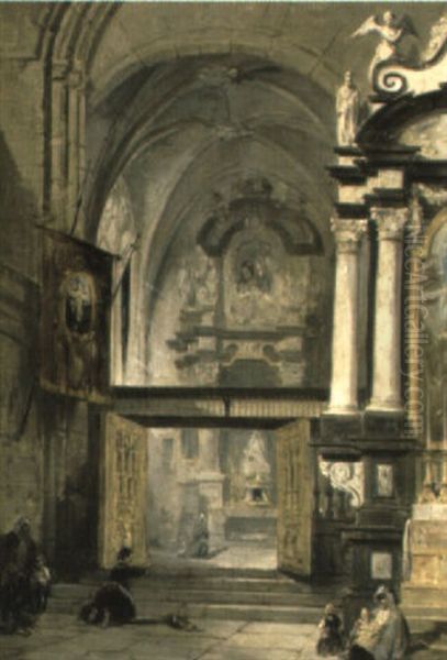 Church Interior Oil Painting by Edward Pritchett