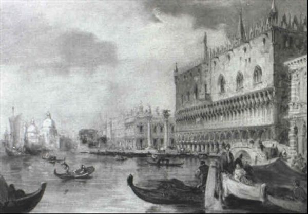 Venice Piazetta, Doges Palace Oil Painting by Edward Pritchett