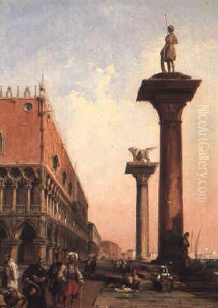 The Molo, Venice, Looking East From Piazzetta Oil Painting by Edward Pritchett