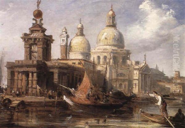 The Punta Della Dogana And Santa Maria Della Salute Oil Painting by Edward Pritchett