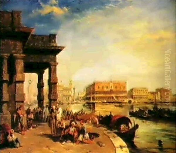 Looking To St. Marks's Square From The Dogana Oil Painting by Edward Pritchett